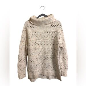 Sundance White Confetti Cowl Neck Pullover Sweater Medium